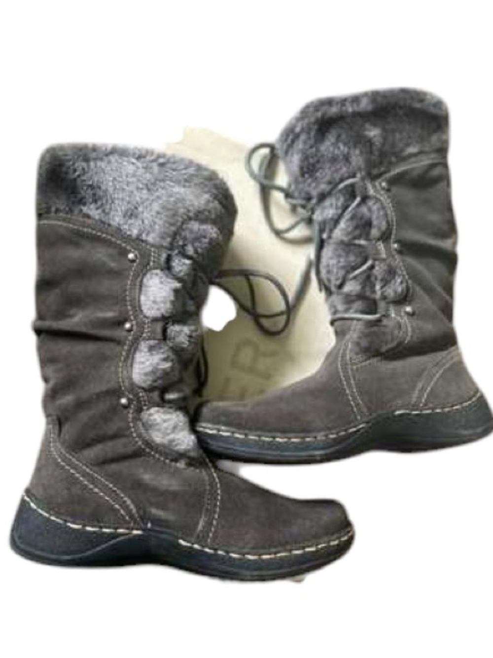 Bear Traps Side Zip Suede Winter Boots with Faux Fur
